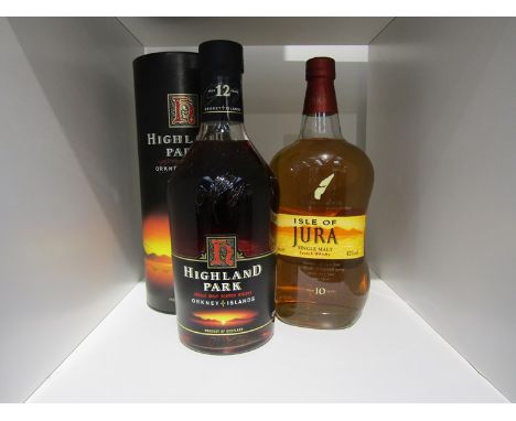Isle of Jura 10 years Old Single Malt Scotch Whisky 1ltr, Highland Park 12 years old Single Malt 1ltr in tube (2)
