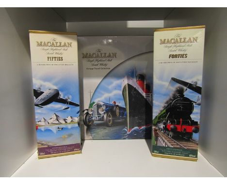 The Macallan Single Highland Malt vintage travel collection Forties and Fifties, 1940's and 1950's, 500ml x 2, boxed