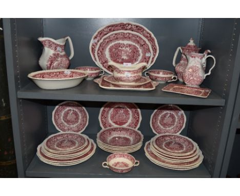 A part dinner service by Masons in the Vista design 36 pieces in total including chargers and tea pot