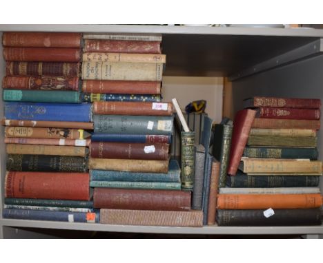 A shelf full of vintage and antique books amongst which are classic novels, poetry and more.