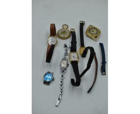 A small selection of costume jewellery wrist and pendant watches including Lucerne, Timex etc