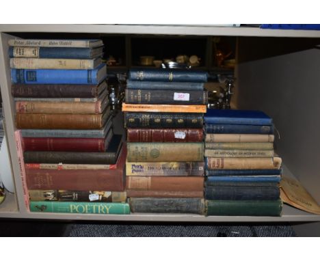 A shelf full of predominantly vintage book including theatre and poetry interest.