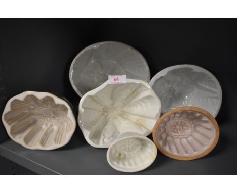 A collection of six vintage ceramic jelly moulds.