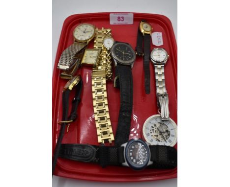 A selection of wrist watches of various names including Timex, Limit, Oris, Sekonda etc