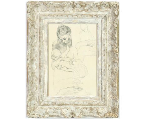 PABLO PICASSO. MOTHER &amp; CHILD. (d) Rare lithograph &amp; pochoir - 1946 Signed in the plate Printed by Albert Carman 34 c