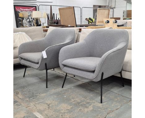 A PAIR OF ARMCHAIRS. Light grey wool upholstery 82cm High x 104cm Wide x 90cm Deep.