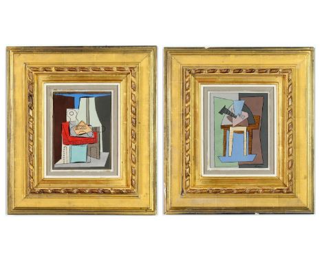 PABLO PICASSO. A PAIR OF RARE CUBIST POCHOIRS (AFTER THE 1920 WATERCOLOURS). (d) signed in the plate. Edition:700, published 