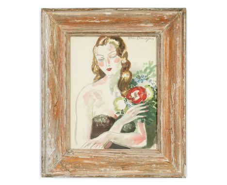 KEES VAN DONGEN. FILLE AU FLEURS. (d) off set lithograph, signed in the plate, 1948 numbered edition of 1,992 catalogue Raiso