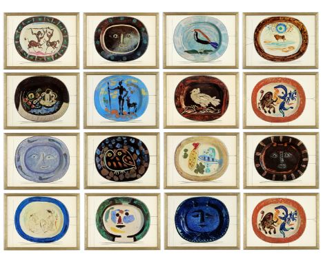 PABLO PICASSO. A SET OF 16 QUADRICHROME PRINTS AFTER THE CERAMIC. (d) plates by Picasso. Suite: Ceramiques 1959, 37 x 27 cm e