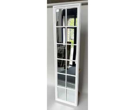 ARCHITECTURAL WALL MIRROR. white painted in the form of a window, 220cm H x 60cm W.