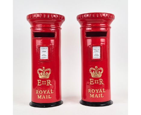 POST BOX STICK STANDS. A pair, painted cast metal, 51cm H. (2).