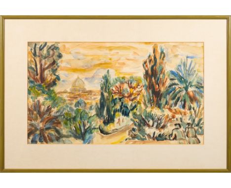 * Joseph Sepp-Kneer [1907-2001]-View to Rome,:- watercolour, 36 x 63cm,together with one other Italianate landscape by the sa