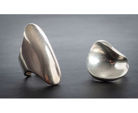 Two silver rings: including: a ring by Allan Scharff for Hans Hansen produced by Georg Jensen, stamped 'HaH', with post 1945 