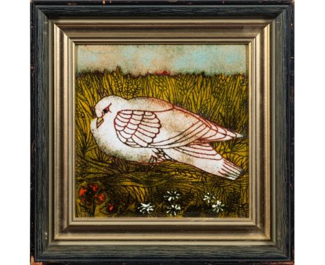 * Beryl Turpin [20th Century]-Pigeon in Field,:- enamel on coppersigned and inscribed on the reverse19 x 19cm.
