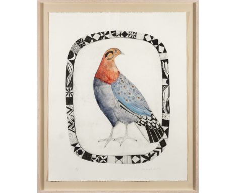 * Beatrice Forshall [b.1992]-Bird,:- Artist's Proof etching and mixed mediasigned in pencil, sheet size 86 x 76cm.