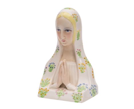 A Lenci porcelain figure of the Madonna at prayer: after the original by Paolo Bologna her shawl decorated with floral sprays