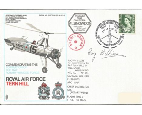 Ray Wilkinson signed RAF Tern Hill FDC Commemorating the Formation of the RAF Rotary-Winged Force. Flown from Mt. Snowdon to 
