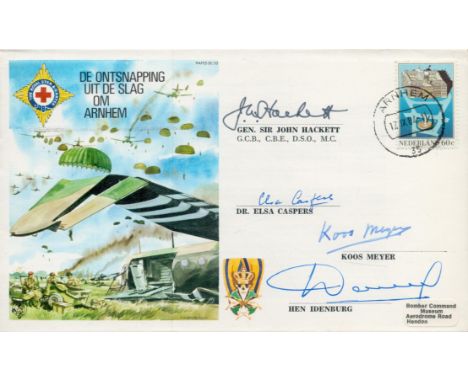 ES33c Battle of Arnhem Special Signed by General Sir John Hackett G. C. B, C. B. E. , D. S. O. M. C. and 3 resistance members