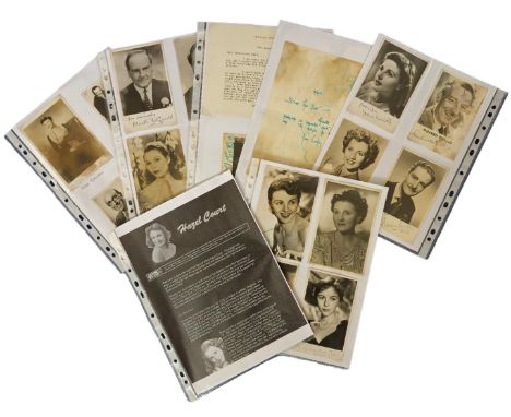 Vintage Entertainment Collection of 14 pages of signed photos, signature pieces and letters including names of Diana Deckers,