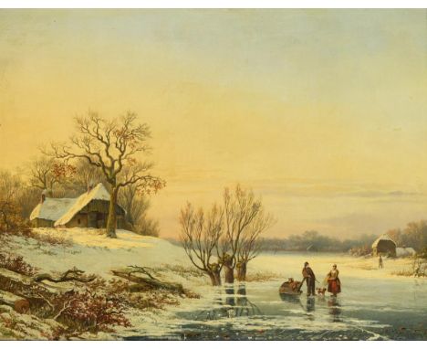                     SCHELFHOUT,             Andreas (1787 Den Haag - 1870 ebd.)    Winterlandschaft mit StaffageÖl/Holz. Mitt