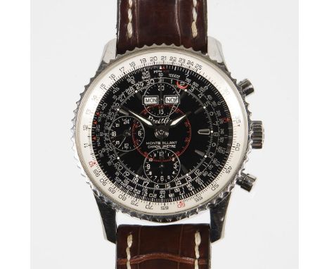  Armbanduhr: Navitimer Datora Montbrillant. BREITLING. Referenz-Nr. A 21330, Gehäuse-Nr. 2106262. Edelstahl. ø 43 mm, Höhe: 1