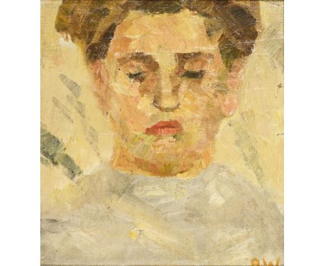                    WIMMER,             Paula (1876 Solln - 1971 Dachau)    "Kopfstudie"Öl/Leinwand/Karton. Rechts unten mono