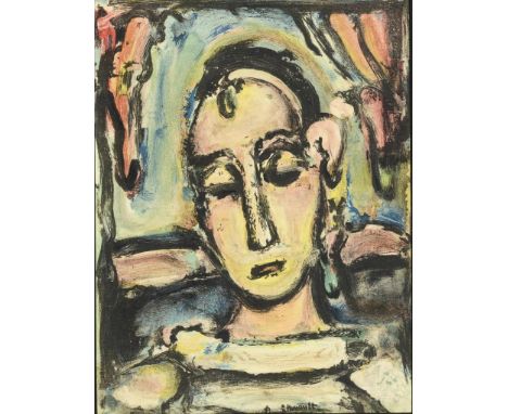                     ROUAULT,             Georges   (1871 Paris - 1958 Paris)    "Tête de Jeunne Fille"Original-Farblithografi