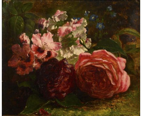                     RIMER,             Louisa Serena    "Rosen und Geranien"Öl/Leinwand. Unsigniert, verso signiert/betitelt.