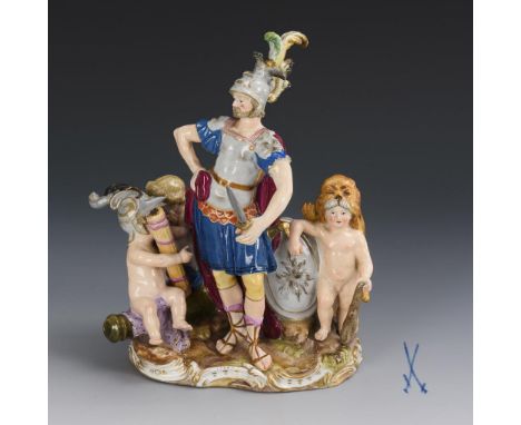 Mars mit Putten. Meissen. Knaufschwerter, ab 1850-1924, 1. Wahl. Modell-Nr.: D 1. Aus einer Serie von 4 Göttergruppen mit Amo