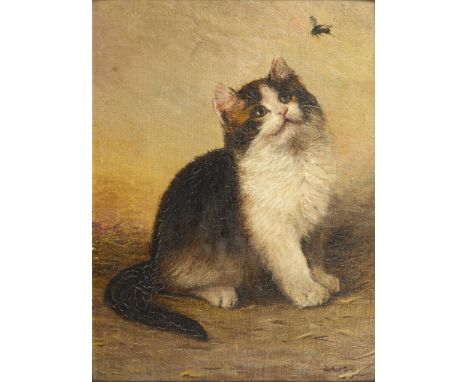             Die Katze und ihre BeuteÖl/Leinwand/Karton. Rechts unten monogrammiert, verso dänische Widmung "Erinnerungsgabe a