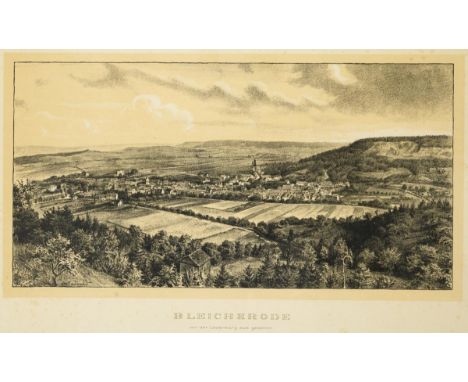             Blick auf BleicherodeLithografie. Gerahmt & hinter Glas : 56 x 83 cm.             Blick auf Bleicherode im Landkr