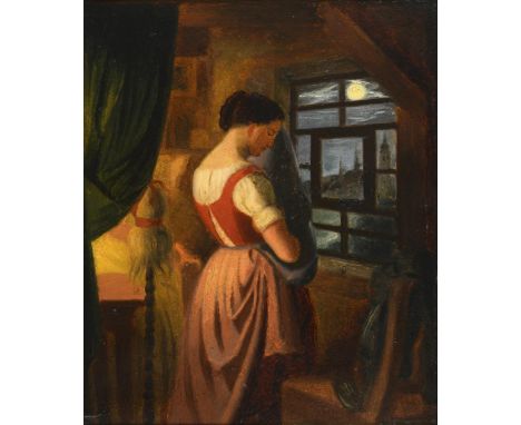             Monogrammist: Frau in der StubeÖl/Malkarton/Holz. Rechts unten monogrammiert. Ende 19. Jh. 23 x 19,5 cm. Gerahmt 