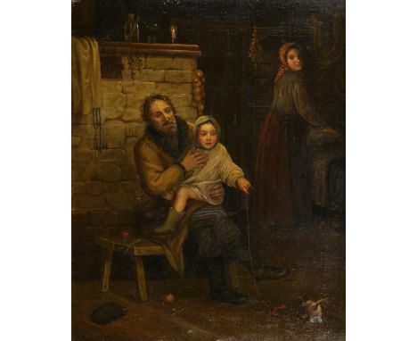                     RIZZONI,             Alexander Antonvich (1836 Riga - 1902 Rom)    Stubeninterieur mit BauernfamilieÖl/Le