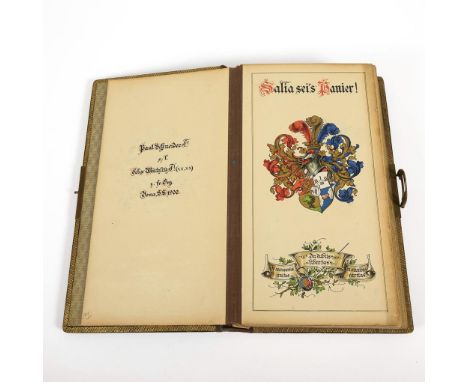 Fotoalbum mit Studentenporträts. Innen gestempelt: Franz Hering Jena. Um 1890-1900.             Brauner Ledereinband mit Mess