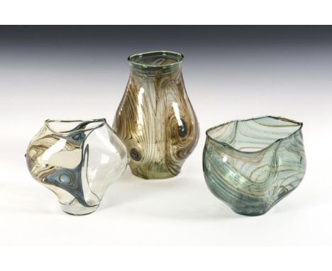 3 Künstlerglasvasen. Lauscha. Ab 1973 - Anfang 21. Jh. Signiert "HK".                     KOCH,             Hubert (1932 Laus