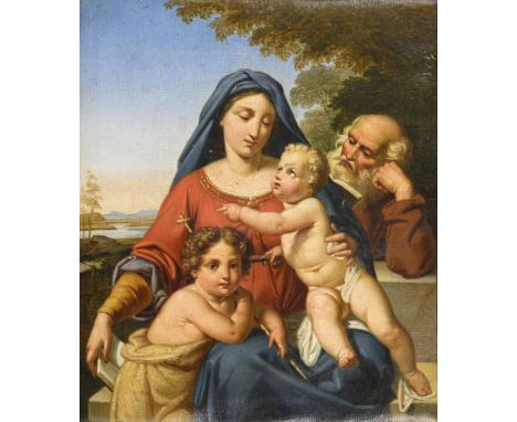                     JACOBS,             Paul Emil (1802 Gotha - 1866 ebd.)    Die Heilige FamilieÖl/Leinwand. Rechts unten mo
