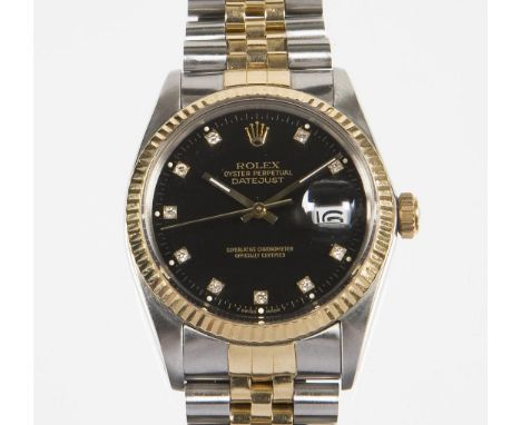             Armbanduhr: Oyster Perpetual Datejust. ROLEX. Referenz-Nr. 16013, Serien-Nr. 8958327. Edelstahl und 750er Gelbgol