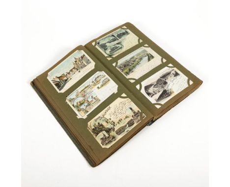             PostkartenalbumZumeist Anfang 20. Jh. 34 x 21 cm.             Ca. 230 Ansichtskarten: Deutsche Städte, Landschaft
