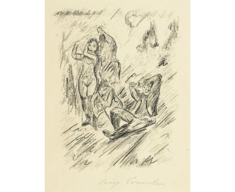                    CORINTH,             Lovis(1858 Tapiau - 1925 Zandvoort)    Soldaten bei der RastLithografie. Bleistiftsi