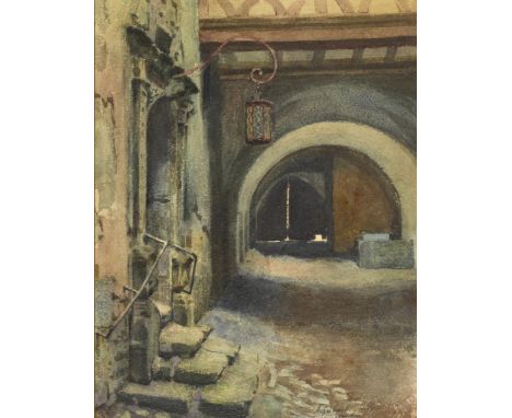                     GRABOWSKI,             Adam (1875 - 1941)    Ansicht Rathaus Rothenburg o.d.T.Aquarell. Rechts unten sign