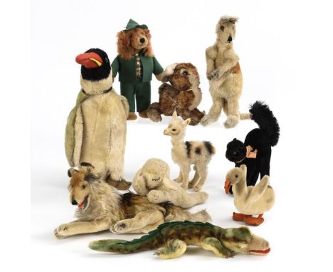 Konvolut 10 Plüschtiere. Steiff. 1960er Jahre.             Mohairplüsch, Kunstplüsch und Wolle. H 5 - 35 cm.             Vers