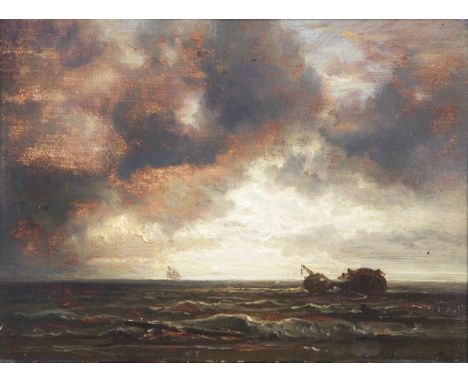                     MORGENSTERN,             Christian (1805 Hamburg - 1867 München)    Schiffbruch an norwegischer KüsteÖl a