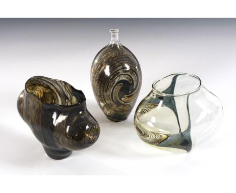 3 Künstlerglasvasen. Lauscha. Ab 1973 - Anfang 21. Jh. Signiert "HK".                     KOCH,             Hubert(1932 Lausc