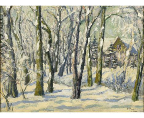                    HAGER,             M.    WinterwaldÖl/Malkarton. Rechts unten signiert. 33 x 42 cm. Gerahmt : 43 x 52 cm 