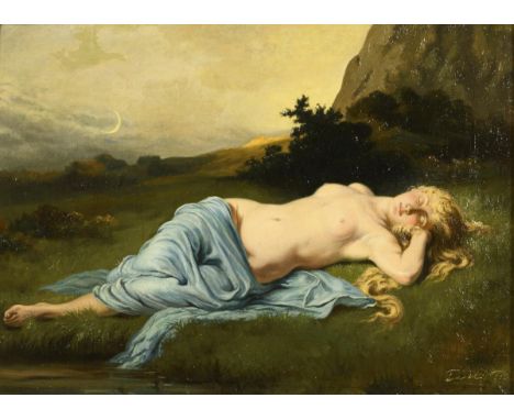                    MARTIN,             Fritz (1859 Leipzig - 1932 München)    Liegender Akt unter MondsichelÖl/Leinwand. Rec