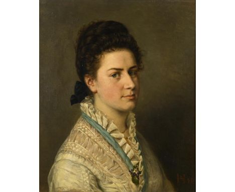             Monogrammist "AH": Frauenbildnis Hermine StieglerÖl/Leinwand. Rechts unten monogrammiert, verso betitelt. (18)76.