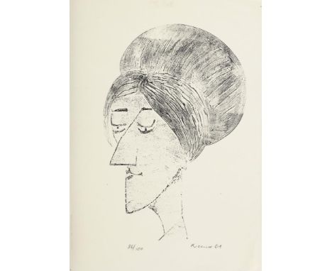                     KRAUSE,             Hans-Christof (1928 Gohlitz - 2005 Frankfurt am Main)    FrauenkopfLithografie. Bleis