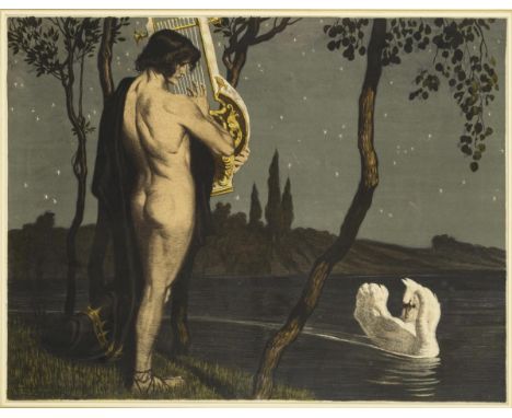                     STASSEN,             Franz(1869 Hanau - 1949 Berlin)    Szene aus "Tristan und Isolde"Farblithografie. Pa