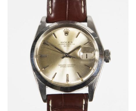  Armbanduhr: Oyster Perpetual Date 1955-1960. ROLEX. Referenz-Nr. 1500. Edelstahl. ø 34,5 mm. 46,5 Gramm. Superlative Chronom