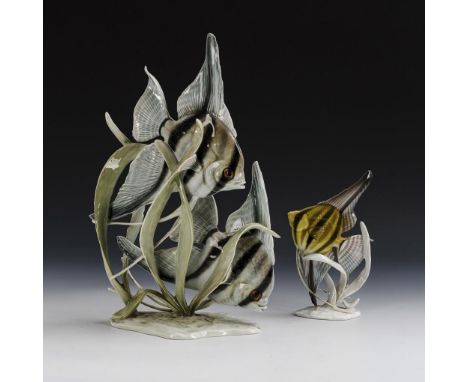 Skalargruppe und Skalar. Rosenthal. Marke Kunstabteilung Stammwerk Selb, 20. Jh. Bezeichnet. Modell-Nr.: 1636 und 1637. Entwu